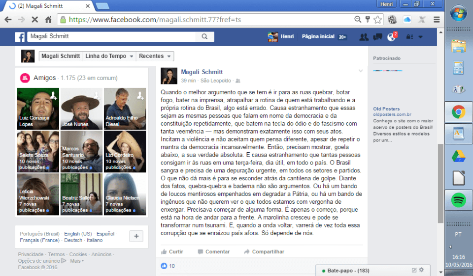 post golpista da Magali